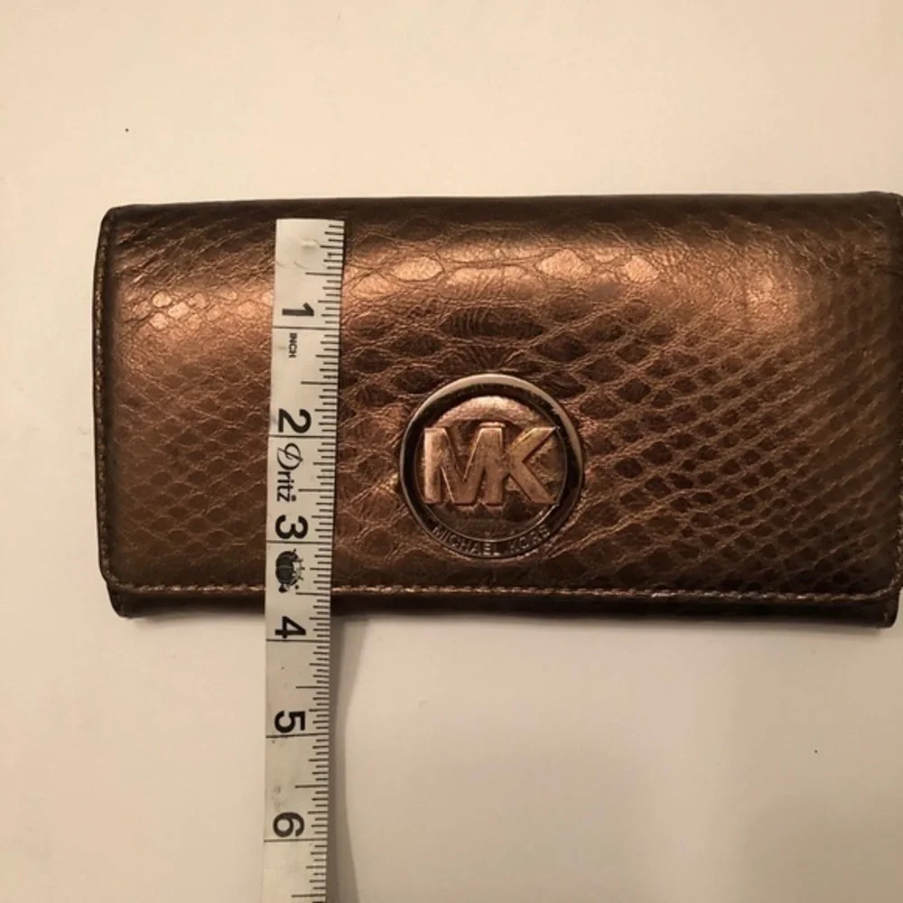 Michael kors brown metallic leather wallet